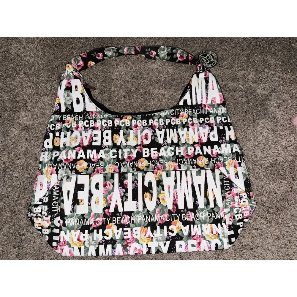 Robin Ruth City‎ Bag Panama City Floral Black Shoulder Handbag Tote Zip New